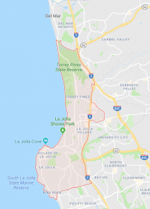 La Jolla real estate spans a large portion of coastline while offering commercial and retails centers.